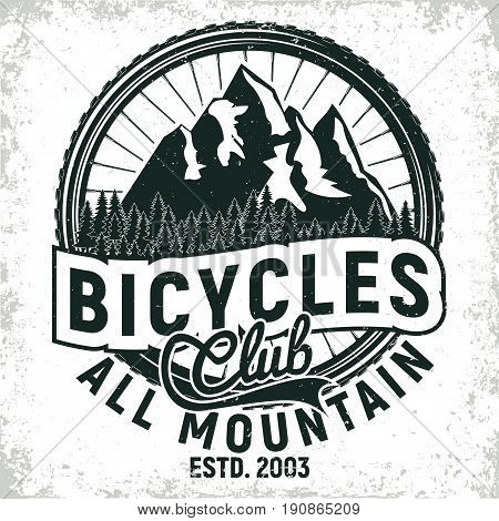 Vintage bicycles club logo design, all-mountain bikers grange print stamp, creative typography emblem, Vector