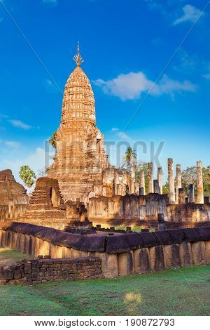 Sukhothai, Thailand - January 17 2017: Wat Phra Si Rattana Mahathat - Chaliang In The Precinct Of Si