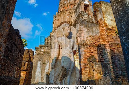 Sukhothai, Thailand - January 17 2017: Wat Phra Si Rattana Mahathat - Chaliang In The Precinct Of Si