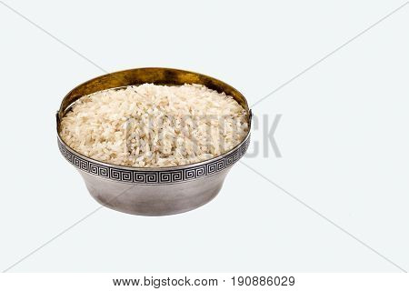 Rice In A Bowl On A White Background