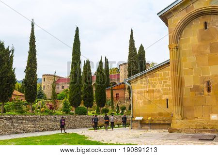 Mtskheta, Georgia - 8 October, 2016: Transfiguration Church of Samtavro Monastery, Living Pillar and the particle of the relics of the two saints is here