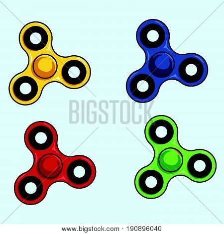 Fidget Spinner Colorful Set. Vector Illustration Design