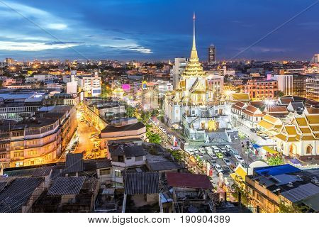 Wat trimitre, Golden Buddha Temple, Landmark of Chinatown Bangkok Thailand