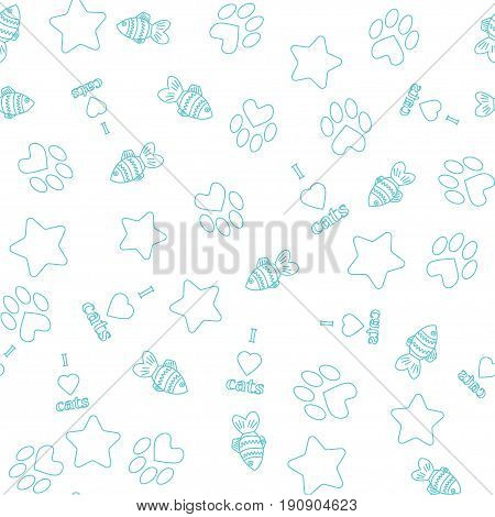 Seamless pattern with pet elements on white backround