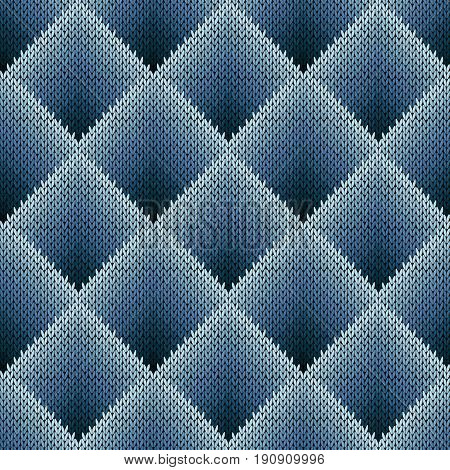 Seamless Knitting Pattern In Bluish Gradation Hues