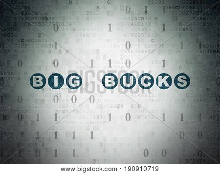 Business concept: Painted blue text Big bucks on Digital Data Paper background with Binary Code