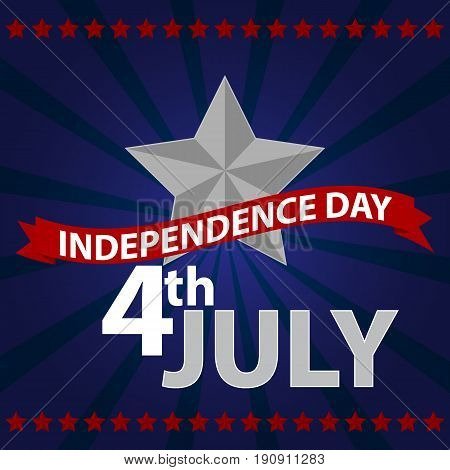 Vector 4th of July greeting card. Happy Independence Day of United States of America background. USA freedom celebration banner.