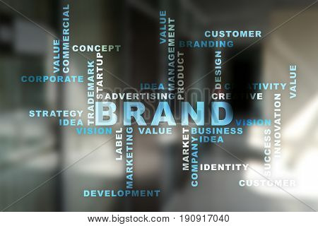 Brand concept words cloud. Business and internet concept.