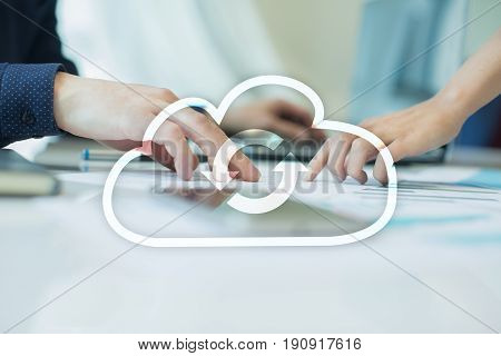 Cloud technology. Data storage. Networking and internet service concept.