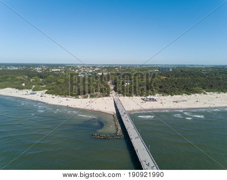 Palanga Lietuva Baltic Sea Seaside Aerial Drone Top View
