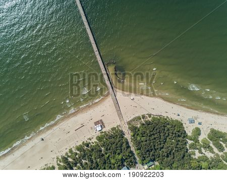 Palanga Lietuva Baltic Sea Seaside Aerial Drone Top View