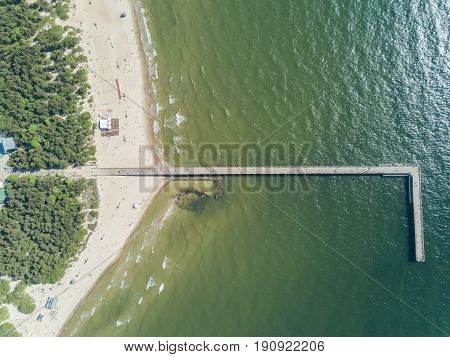 Palanga Lietuva Baltic Sea Seaside Aerial Drone Top View
