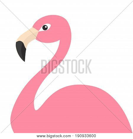 Pink flamingo body. Exotic tropical bird. Zoo animal collection. Cute cartoon character. Decoration element. Flat design. White background. Isolated. Vector illustration