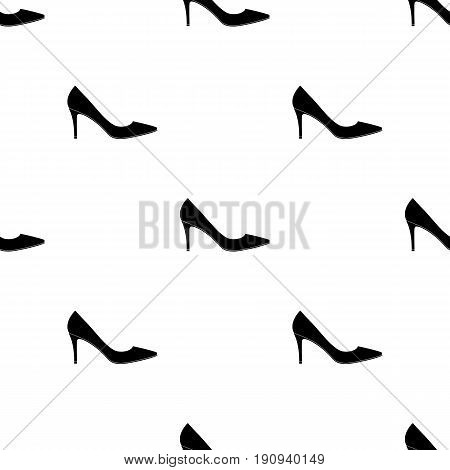 Black womens highheeled shoes exit in a dress.Different shoes single icon in black pattern vector symbol stock web illustration.