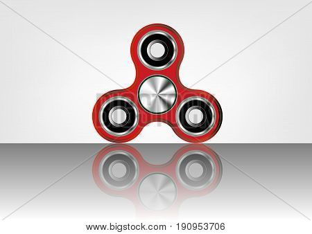 Fidget spinner icon - toy for stress relief and improvement of attention span. Filled with red and black color. Isolated vector illustration.