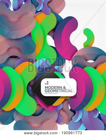 Abstract color geometric round shapes on white - elements with shadow, colorful composition