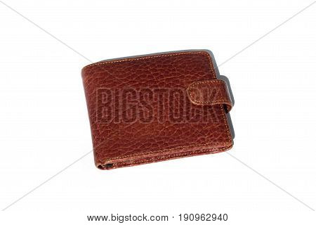 Brown leather wallet isolated over white background