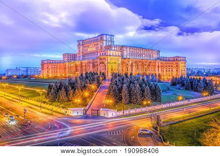 The Palace of the Parliament Bucharest Romania.