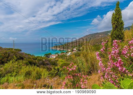 View of Cavoli beach Elba island Tuscany Italy.