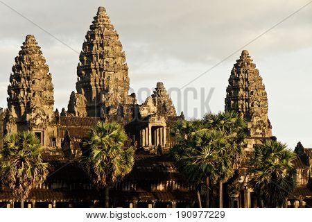 Early Morning at Angkor Wat, Cambodia.Angkor Wat is a temple complex in Cambodia and the largest religious monument in the world.It was built by the Khmer King Suryavarman II in the early 12th century