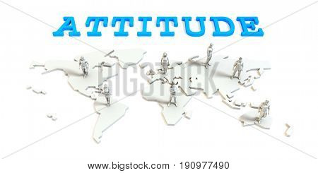Attitude Global Business Abstract with People Standing on Map 3D Illustration Render