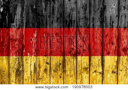 Flag of Germany painted on wooden frame