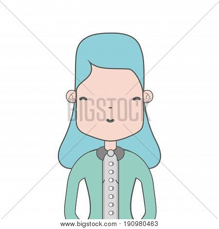 woman with haistyle and casual clothes vector illustration