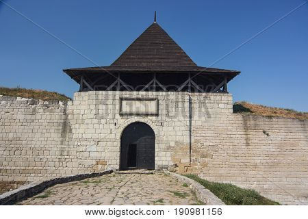 Medieval fortress with towers and defensive walls in the Hotyn Ukraine