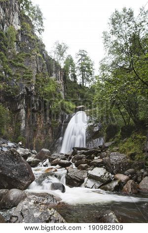 Corbu, Waterfall At Lake Teletskoye. Altai Mountains