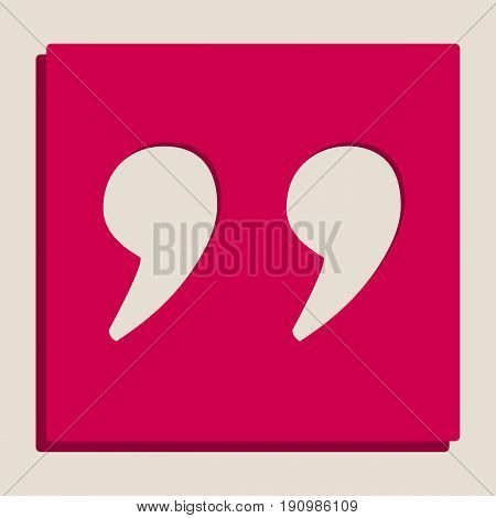 Quote sign illustration. Vector. Grayscale version of Popart-style icon.