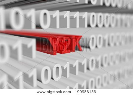 Y2K as a binary code with blurred background 3D illustration