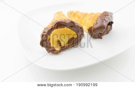 Delicious Sicilian Cannolo Cannellino Sweet With Pastry Hazelnut