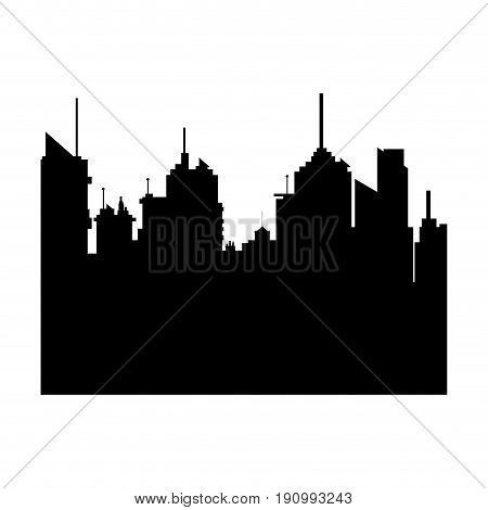silhouette city buildings skyline downtown vector illustration
