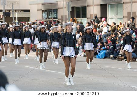 Houston, Texas, USA - November 23, 2017, The H-E-B Thanksgiving Day Parade in Houston began in 1949, when Santa arrived at Union Station and rode his sleigh to the downtown Foley’s. A holiday tradition showcasing the Houston community on Thanksgiving morn