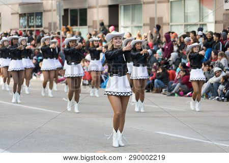 Houston, Texas, USA - November 23, 2017, The H-E-B Thanksgiving Day Parade in Houston began in 1949, when Santa arrived at Union Station and rode his sleigh to the downtown Foley’s. A holiday tradition showcasing the Houston community on Thanksgiving morn