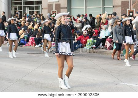 Houston, Texas, USA - November 23, 2017, The H-E-B Thanksgiving Day Parade in Houston began in 1949, when Santa arrived at Union Station and rode his sleigh to the downtown Foley’s. A holiday tradition showcasing the Houston community on Thanksgiving morn
