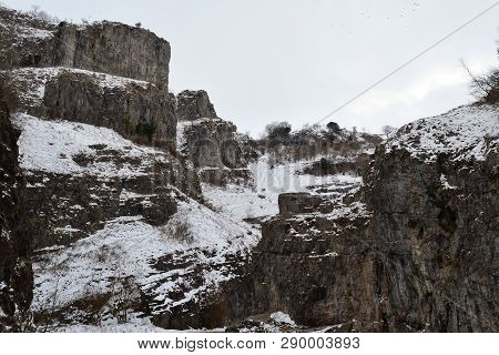 View Of Cheddar Gorge On A Snowy Day