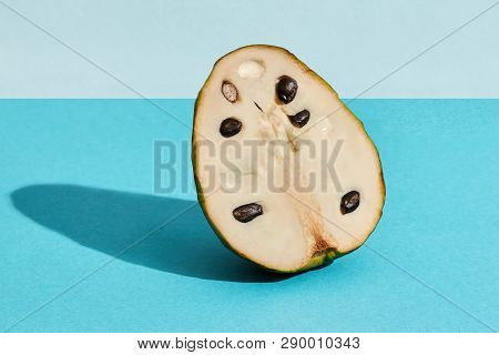 Close Up High Quality Image Of Half Of Sugar-apple, Fruit Of Annona Squamosa Cherimoya, Fruit Compos