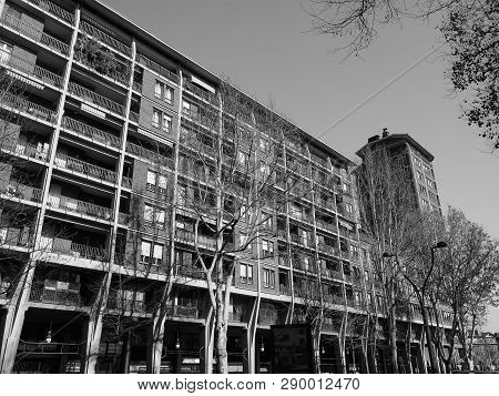 Bbpr Tower In Turin In Black And White