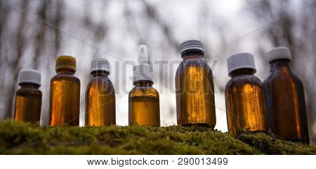 Alternative Medicine, Herbs - Bottle Brown Collection. 
Brown Medical Bottles - Full Set.