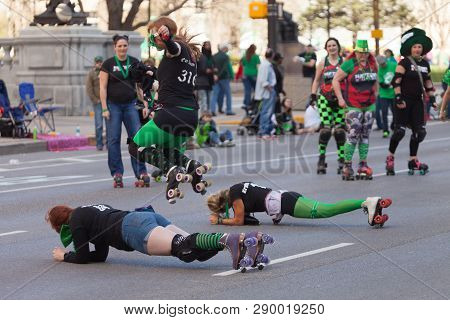 Indianapolis, Indiana, USA - March 17, 2016, The St. Patrick’s Day Parade is a cultural and religious celebration from Ireland in honor of  Saint Patrick.