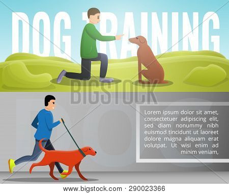Cynologist Banner Set. Cartoon Illustration Of Cynologist Vector Banner Set For Web Design
