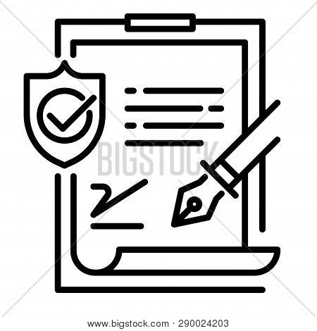 Signed Document With Pen And Safety Icon Vector Illustration In Line Stroke Design
