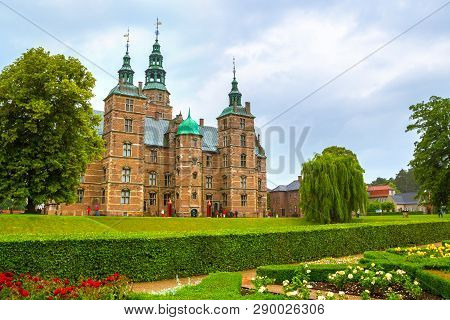 Copenhagen, Denmark - June 2016: View Of The Rosenborg Castle From The Rosenhaven Garden. Rosenborg 