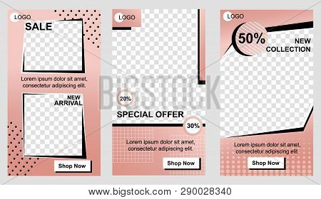 Set Of Editable Vertical Promo Landing Pages For Business With Place For Company Logo And Lettering 