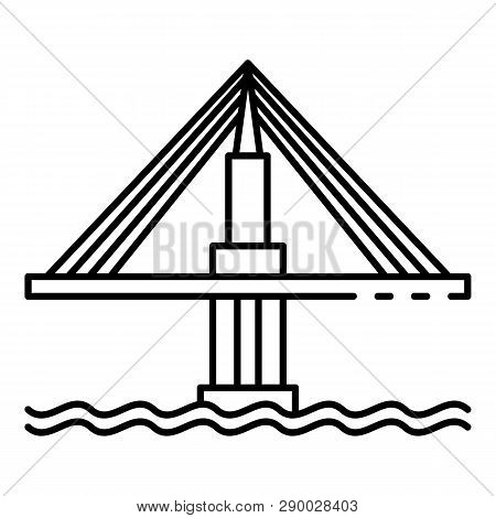 Cable Bridge Icon. Outline Cable Bridge Vector Icon For Web Design Isolated On White Background