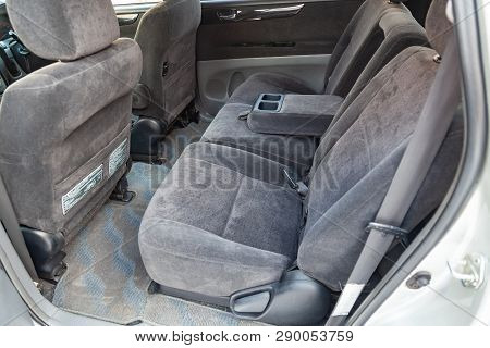 Novosibirsk, Russia - 03.10.2019: View To The Inerior Of Toyota Imsum Last Generation With Rear Seat