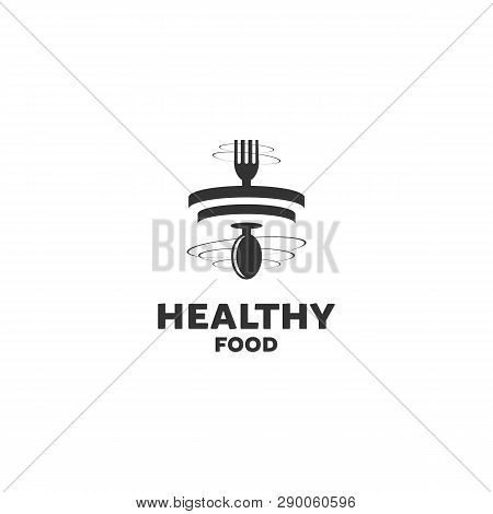 Health Food Logo Inspirations With Barbell Icon