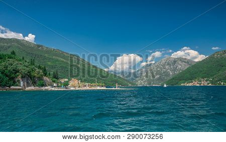 Kamenari-lepetane Ferry In The Bay Of Kotor, Montenegro