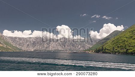 Kamenari-lepetane Ferry In The Bay Of Kotor, Montenegro